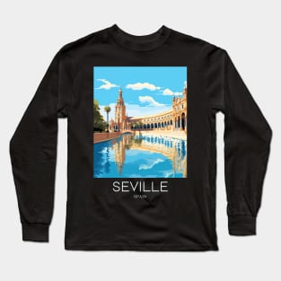 A Pop Art Travel Print of Seville - Spain Long Sleeve T-Shirt